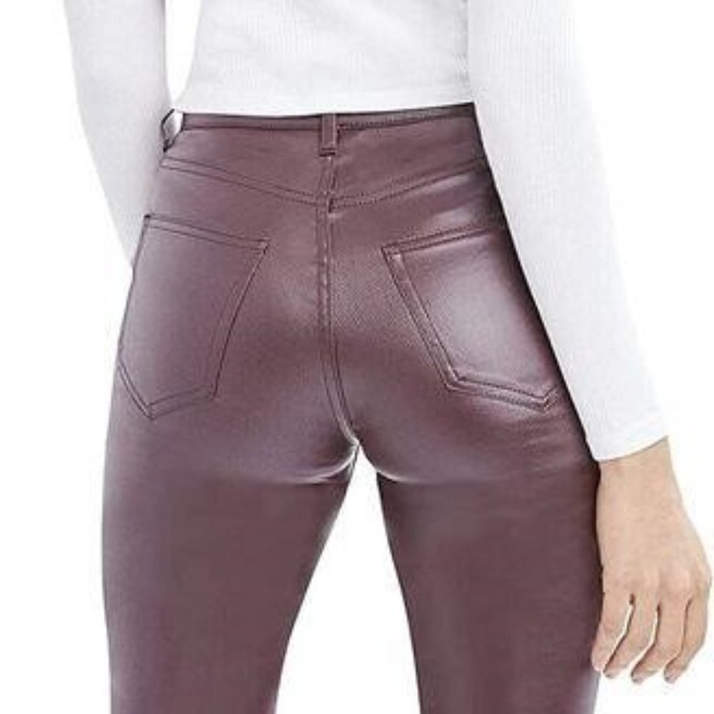 BOGO! BCBGeneration Coated Maroon Plum Skinny Denim Pant Sexy Leather Look